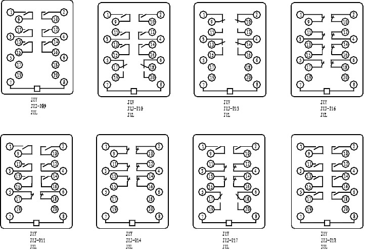 JZJ-213,JZY-213中間繼電器接線圖圖