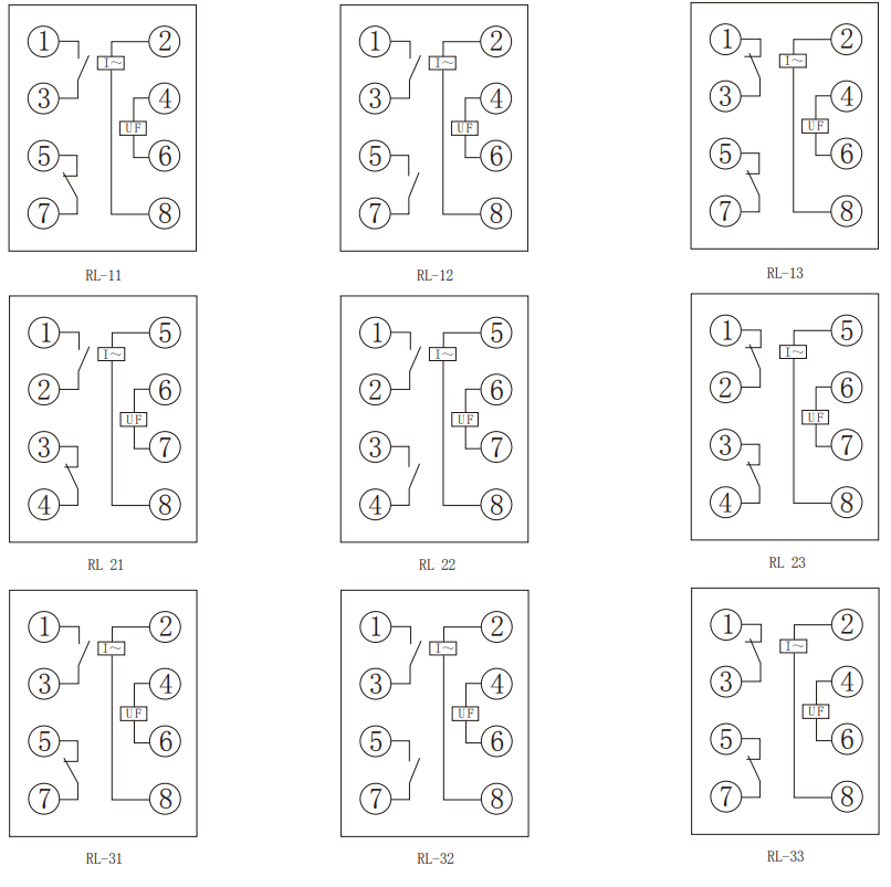 RL系列電流繼電器內(nèi)部接線(xiàn)圖