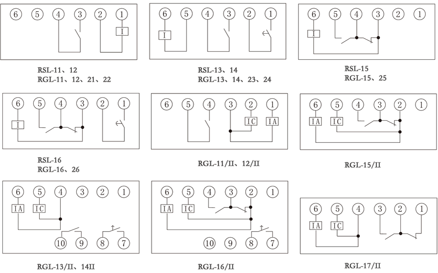 RGL系列過(guò)流繼電器內(nèi)部接線圖