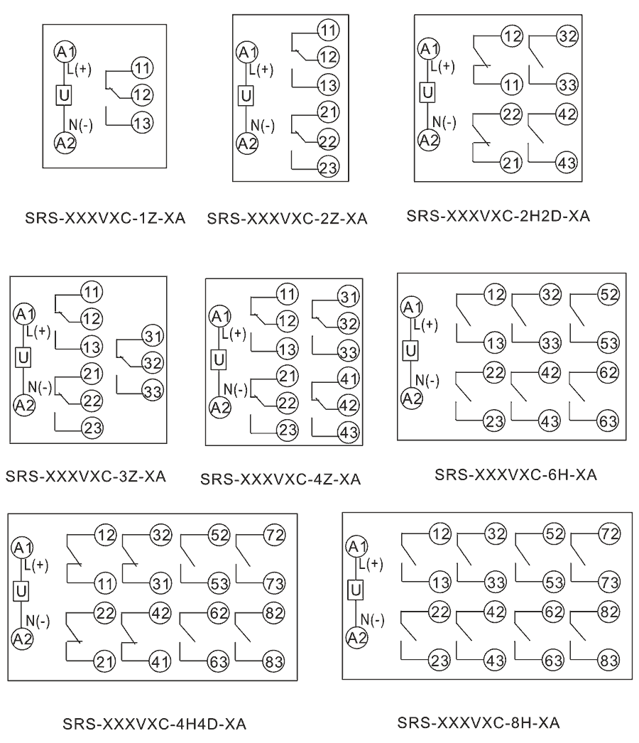 SRS-110VAC-4Z-8A內(nèi)部接線圖