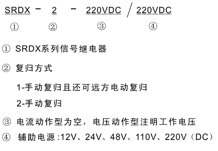 SRDX-1-220VDC/48VDC型號及其含義